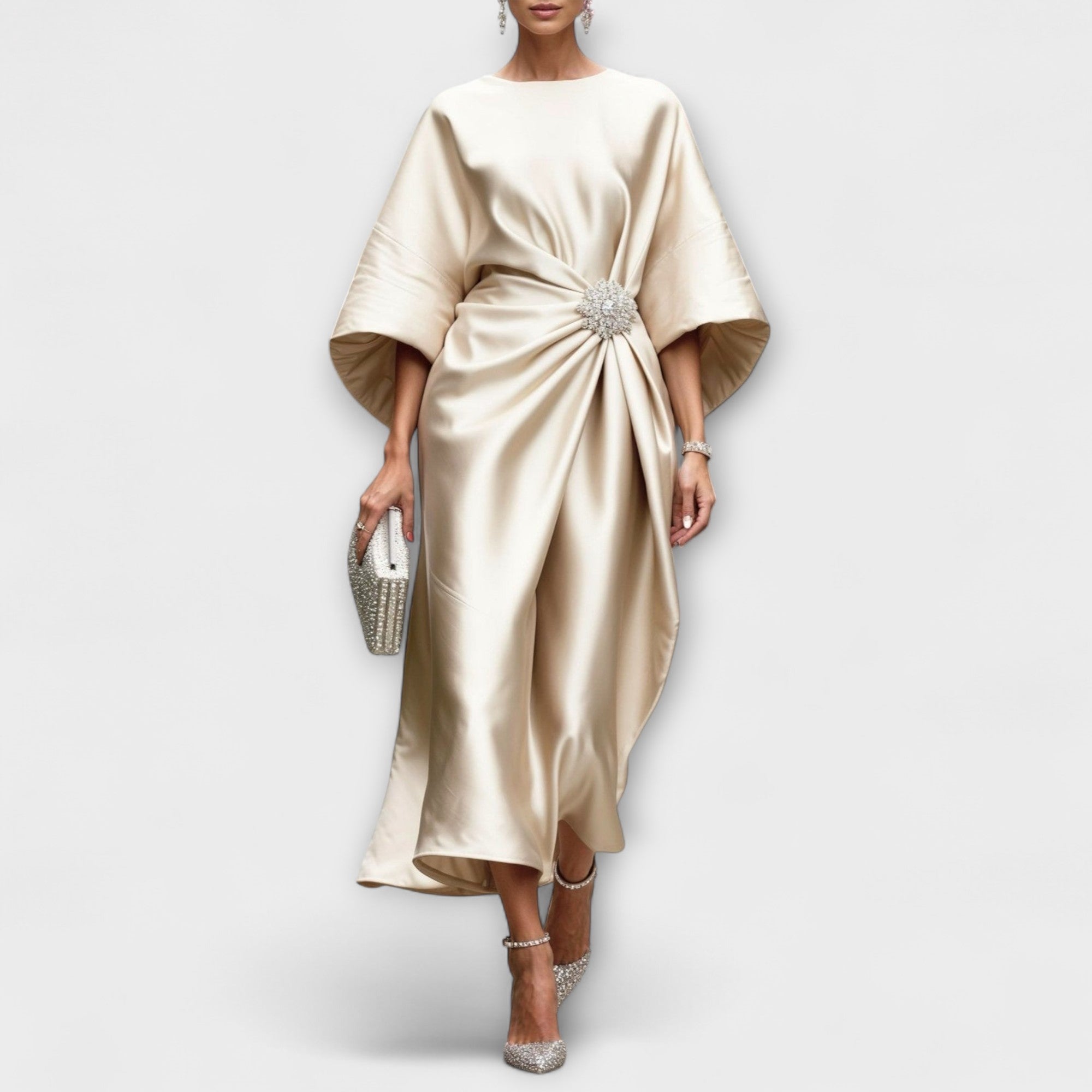 Luxe Shimmer Satin Long Dress