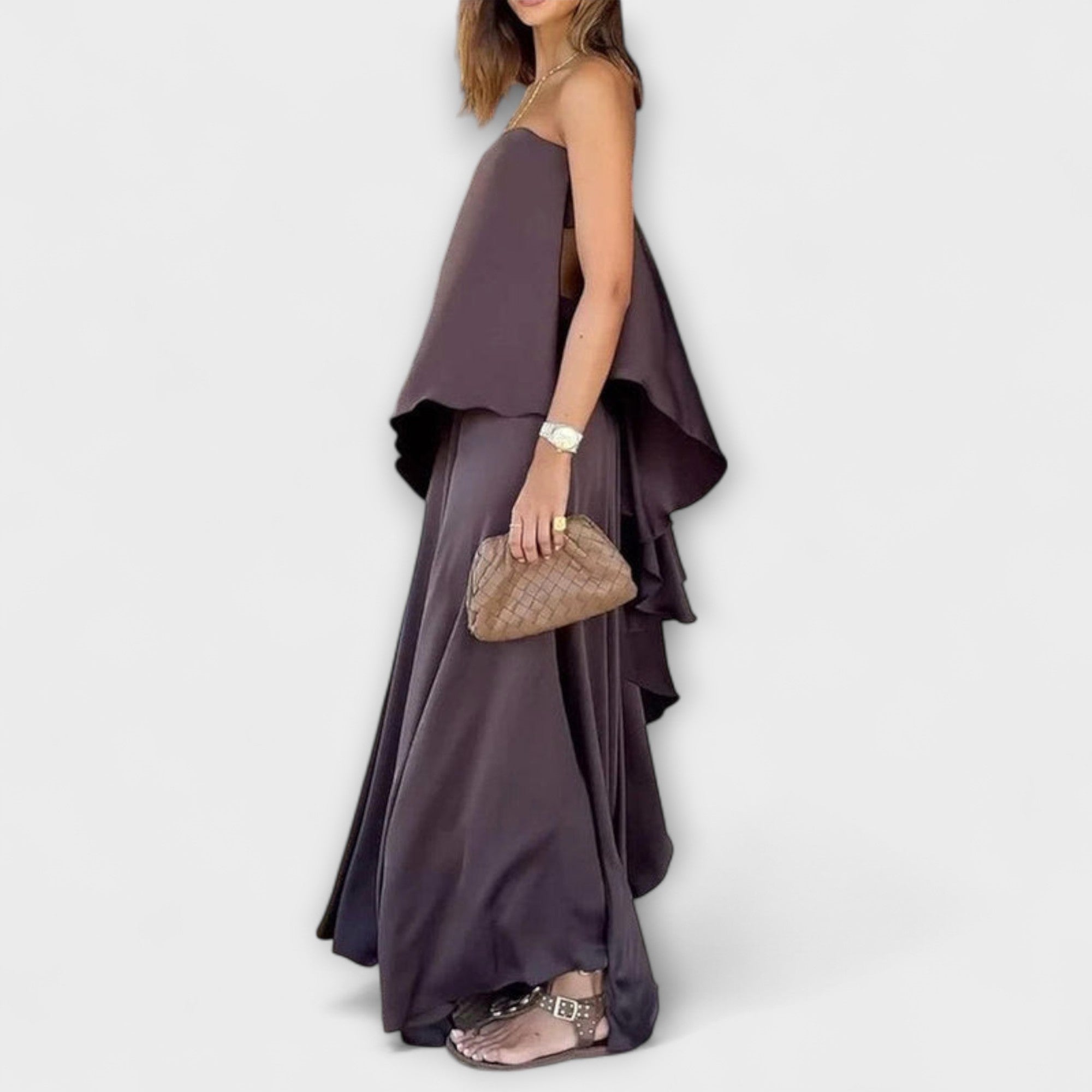 Ruby - Chic Sleeveless Bandeau Top and Skirt