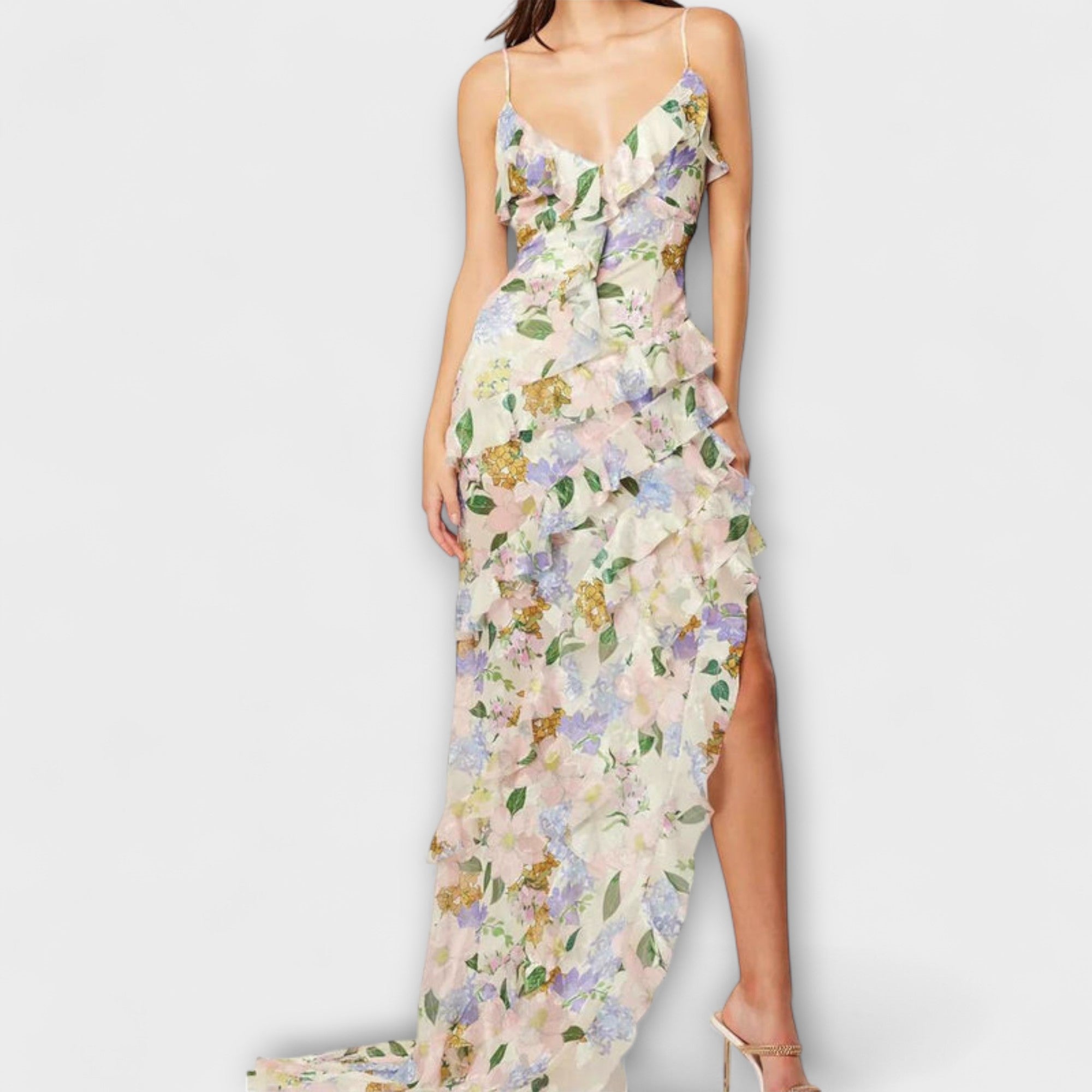 Indie - Ruffled Dress with Strap Print