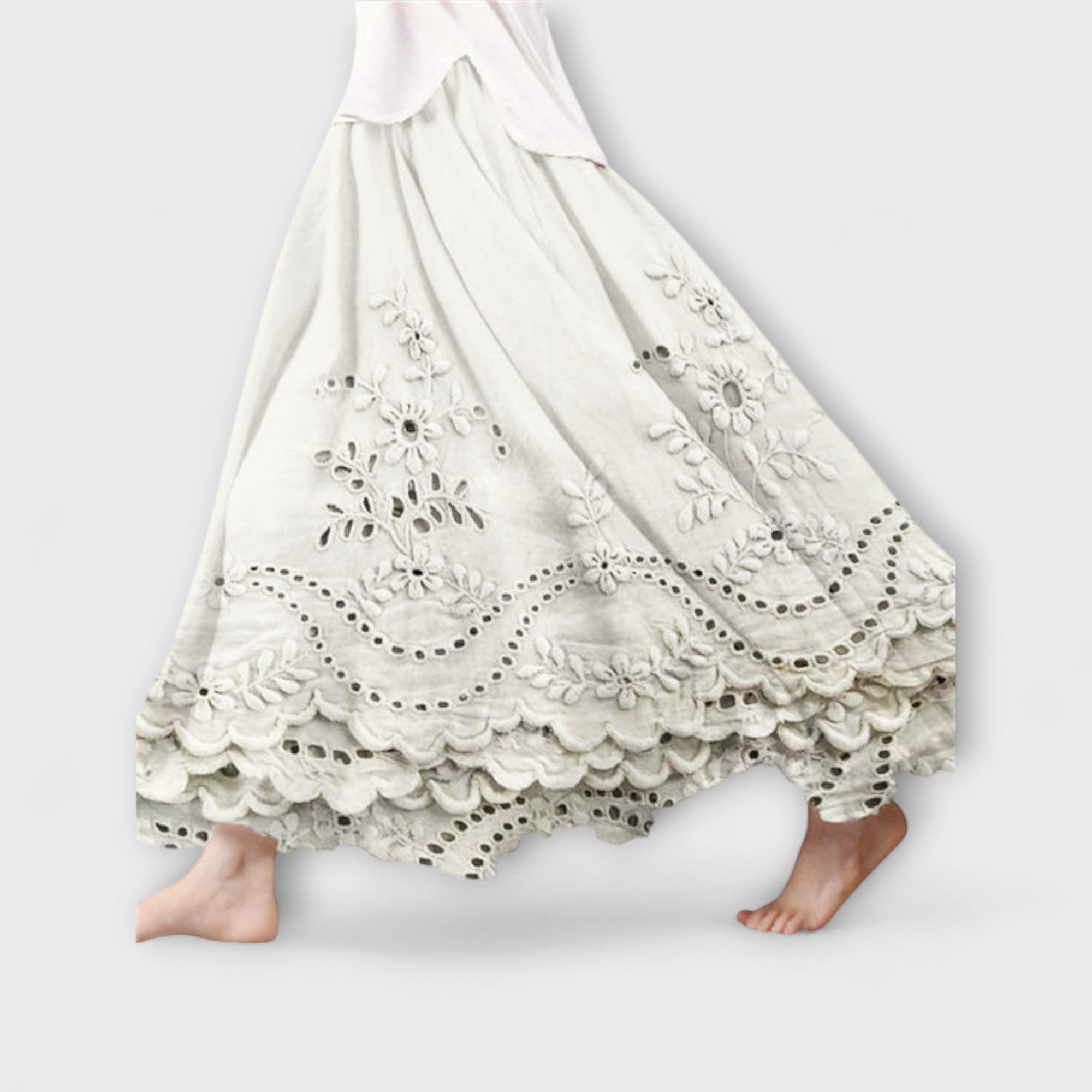 Luna – Boho Maxi Skirt with Embroidery