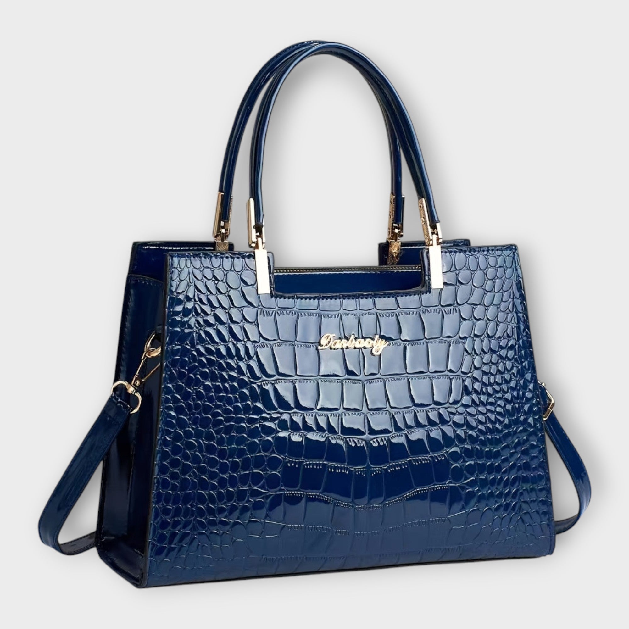 Aurellia. - Glossy Crocodile Leather Pattern Handbag