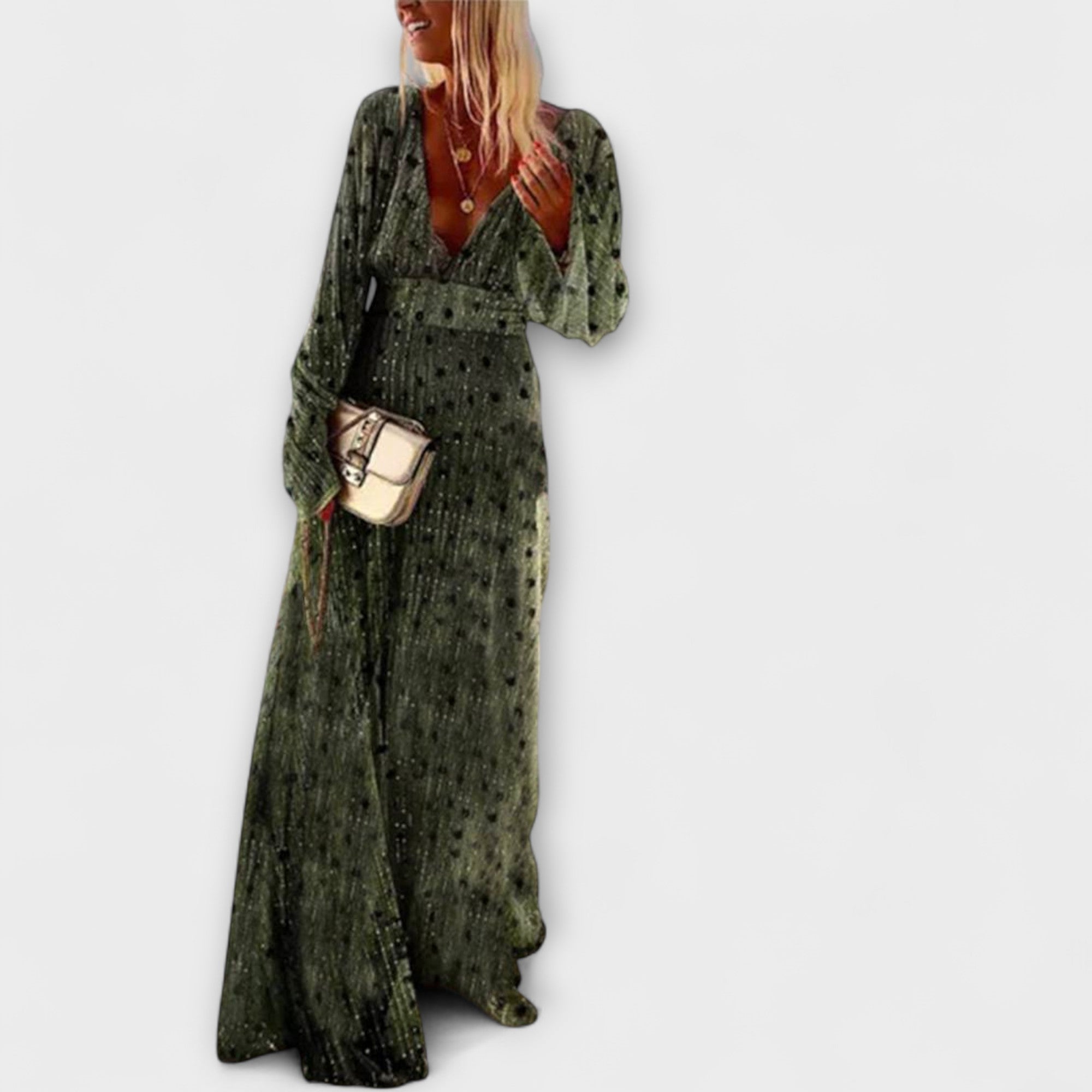 Elegant Long Sleeve Dress with Dots