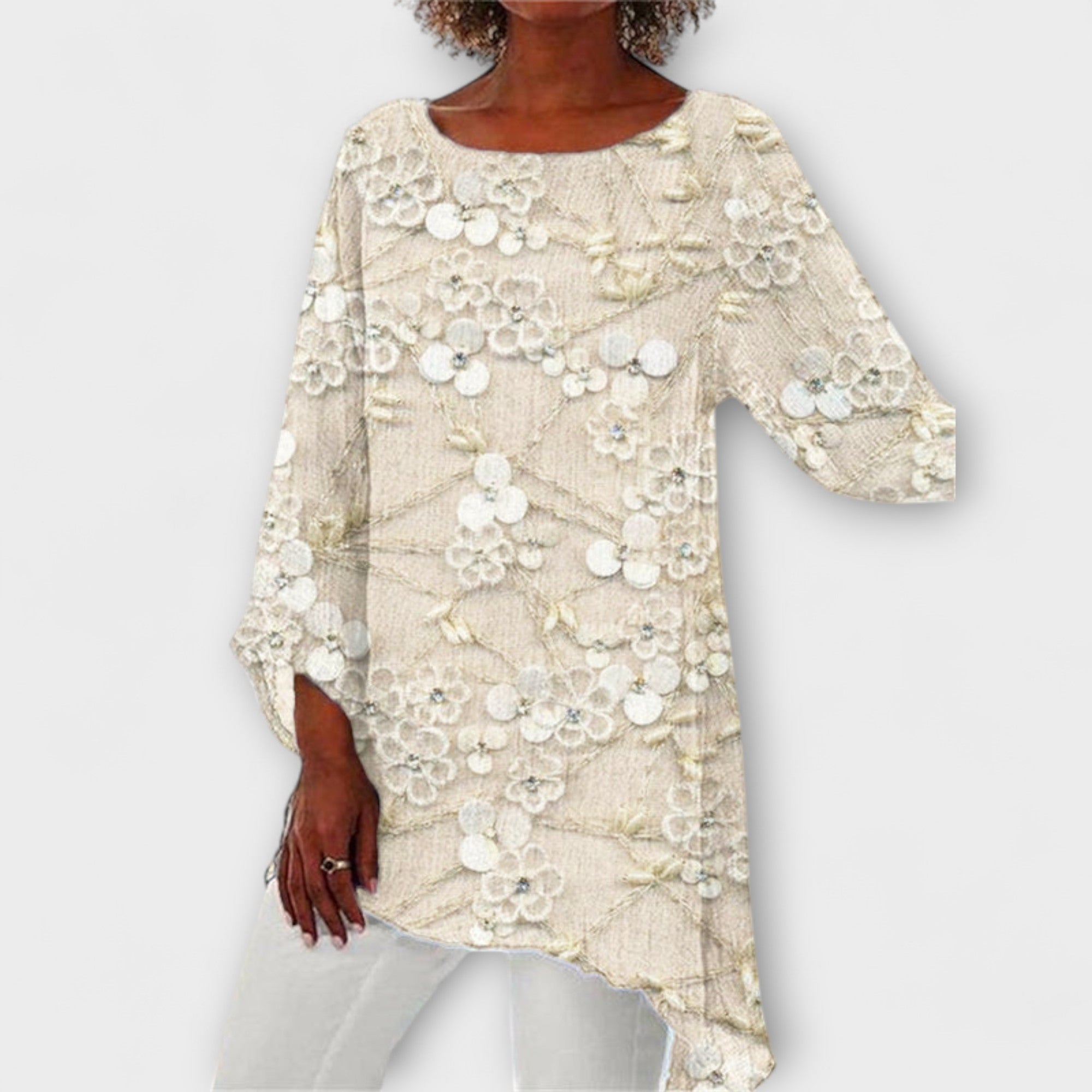 Harper - Blouse with Floral Crystal Pattern