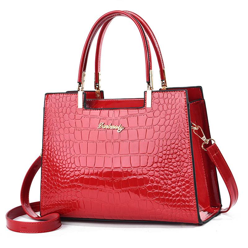 Aurellia. - Glossy Crocodile Leather Pattern Handbag