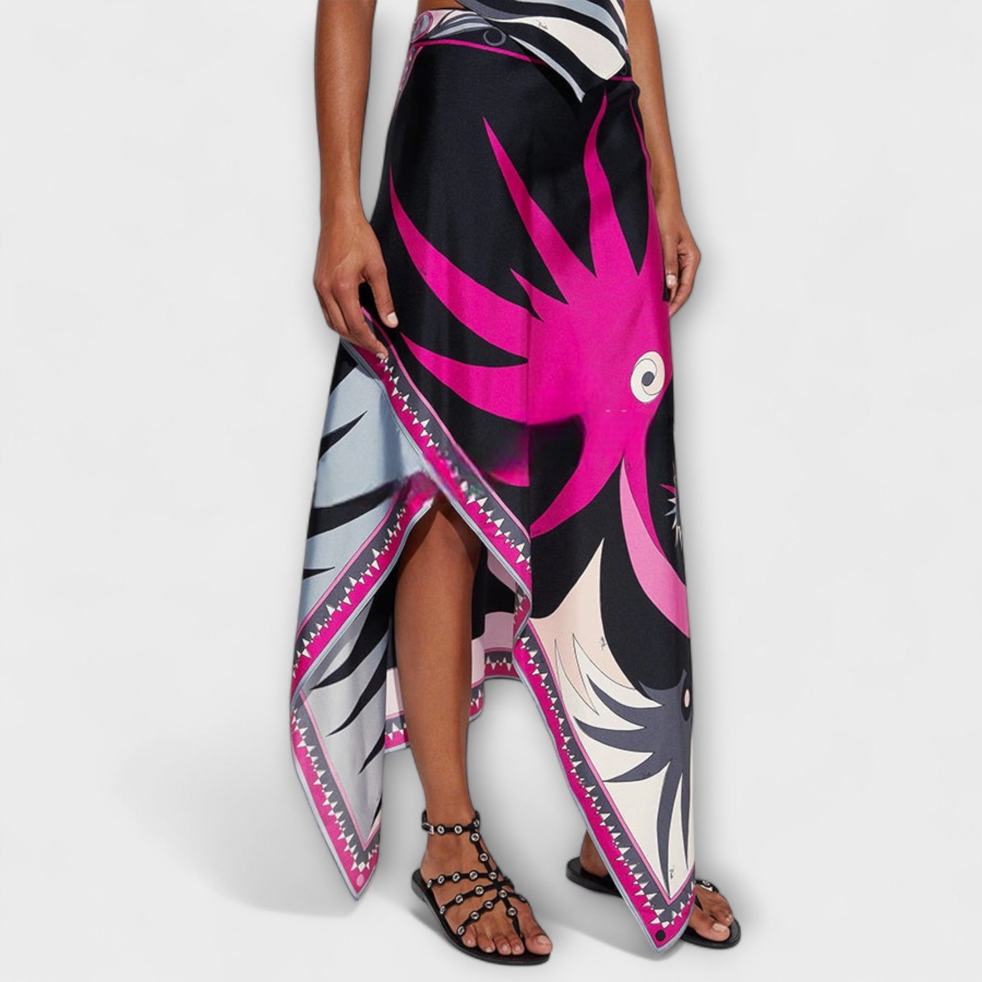 Everly - Set of Halter Top and Asymmetrical Midi Skirt