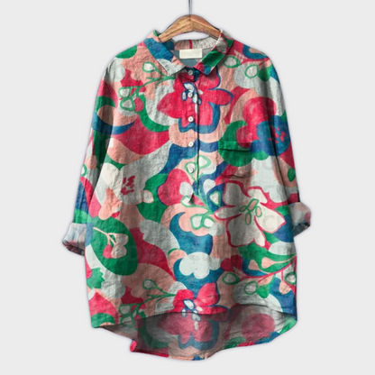 Magdalena - Handmade Women's Blouse with Floral Pattern