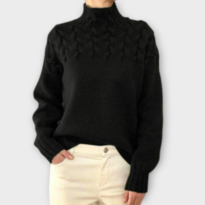 Eva - Women's Sweater with Cable Knit Detail