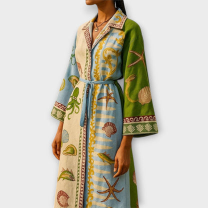 Jule - Printed Twill Midi Shirt Dress with Belt