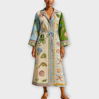 Jule - Printed Twill Midi Shirt Dress with Belt