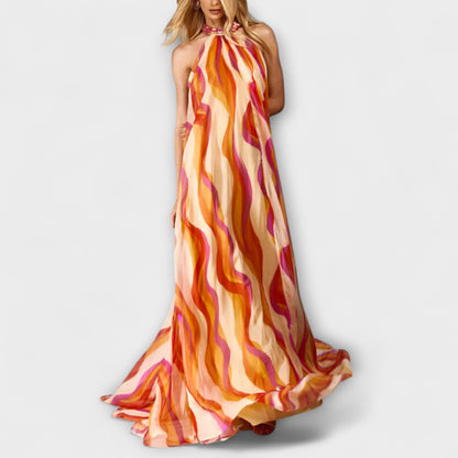 Rumi - Stylish Woven Maxi Dress with Wave Pattern