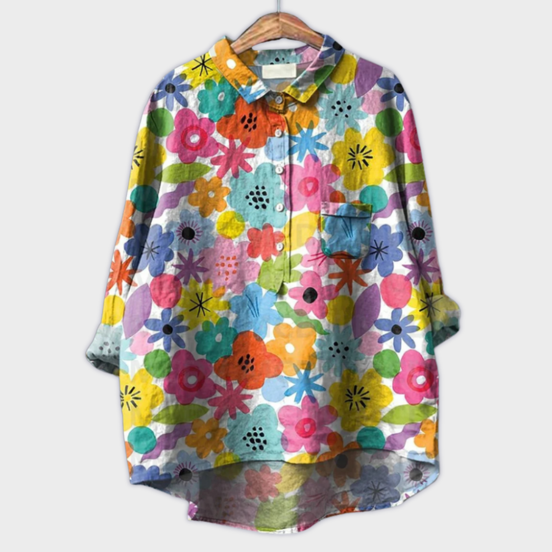 Magdalena - Handmade Women's Blouse with Floral Pattern