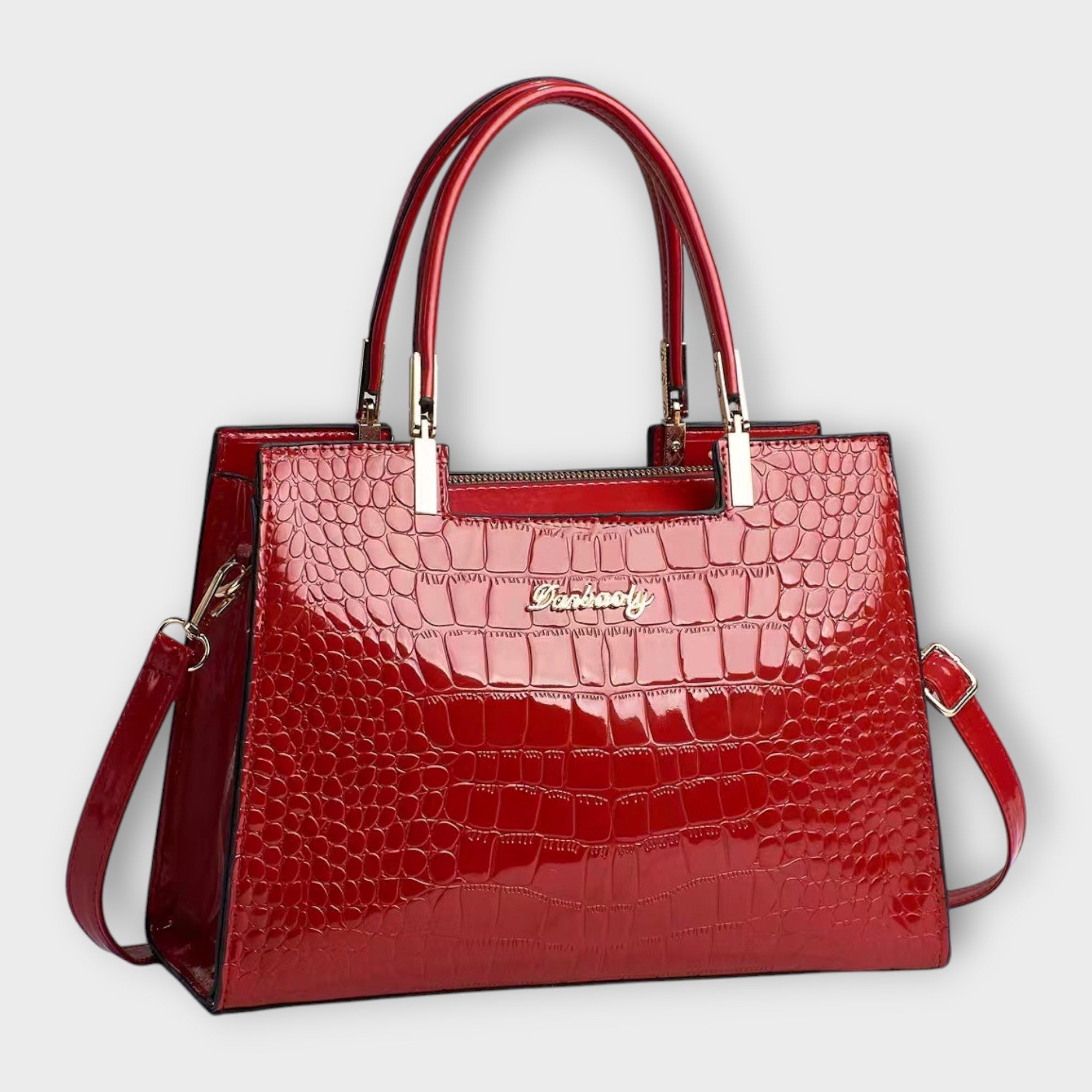 Aurellia. - Glossy Crocodile Leather Pattern Handbag