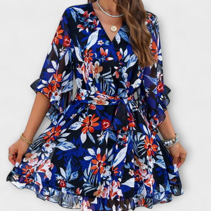 Lina - Women's Midi Dress with Floral Pattern