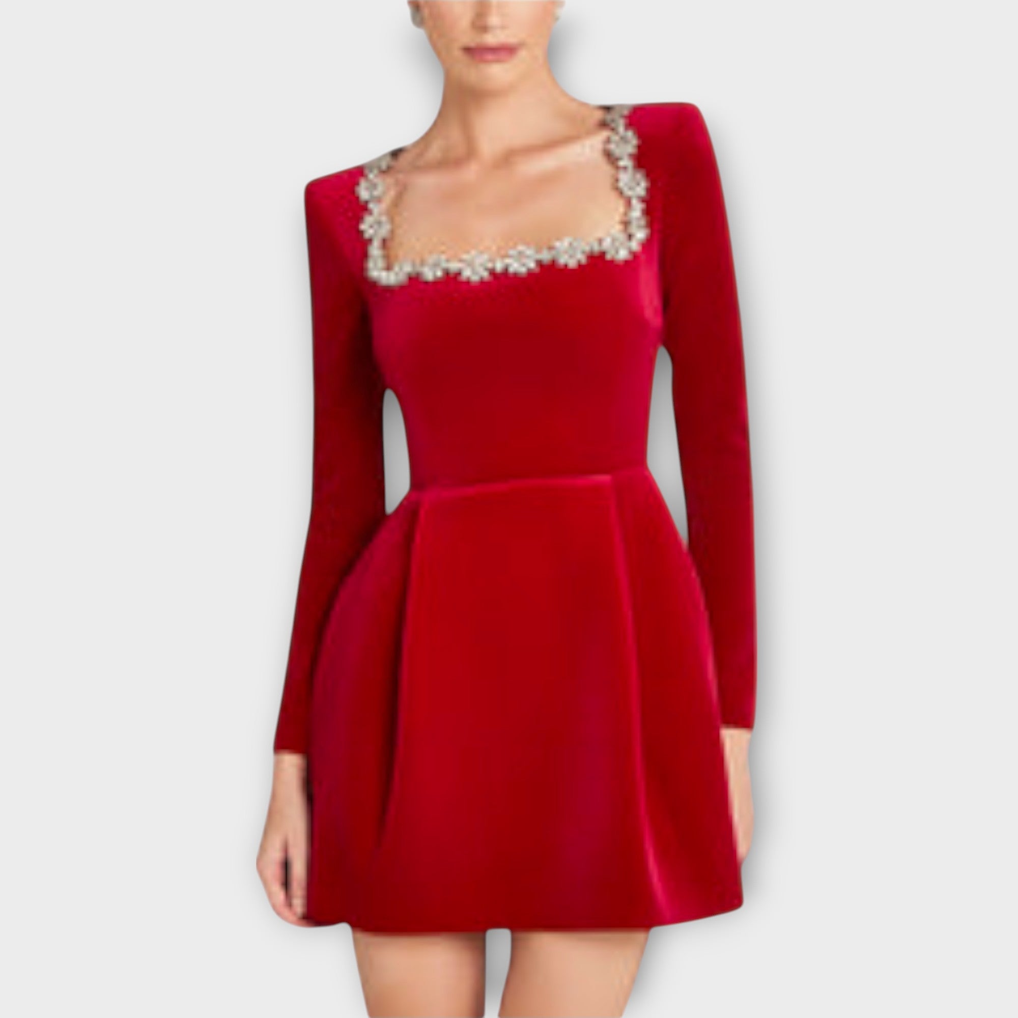 Wren - Mini Dress in Velvet with Jewel Embellishment