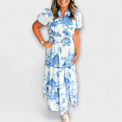 Eliza - Timeless Toile Maxi Dress
