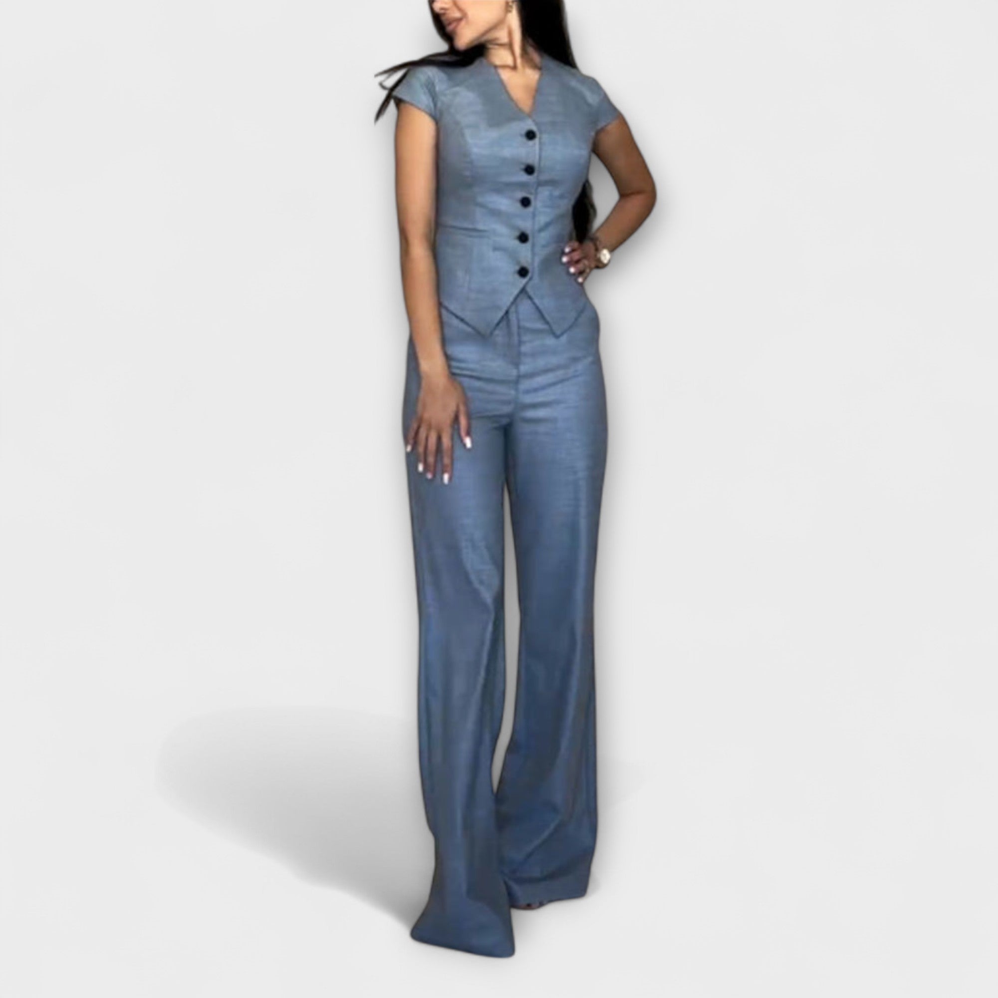 Ivy - Stylish V-Neck Top and Pants Set