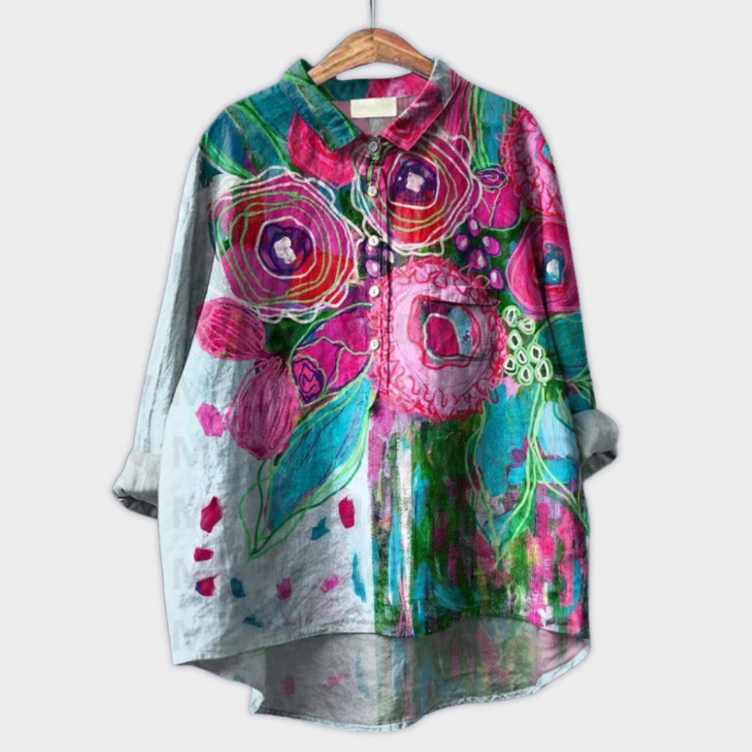 Magdalena - Handmade Women's Blouse with Floral Pattern