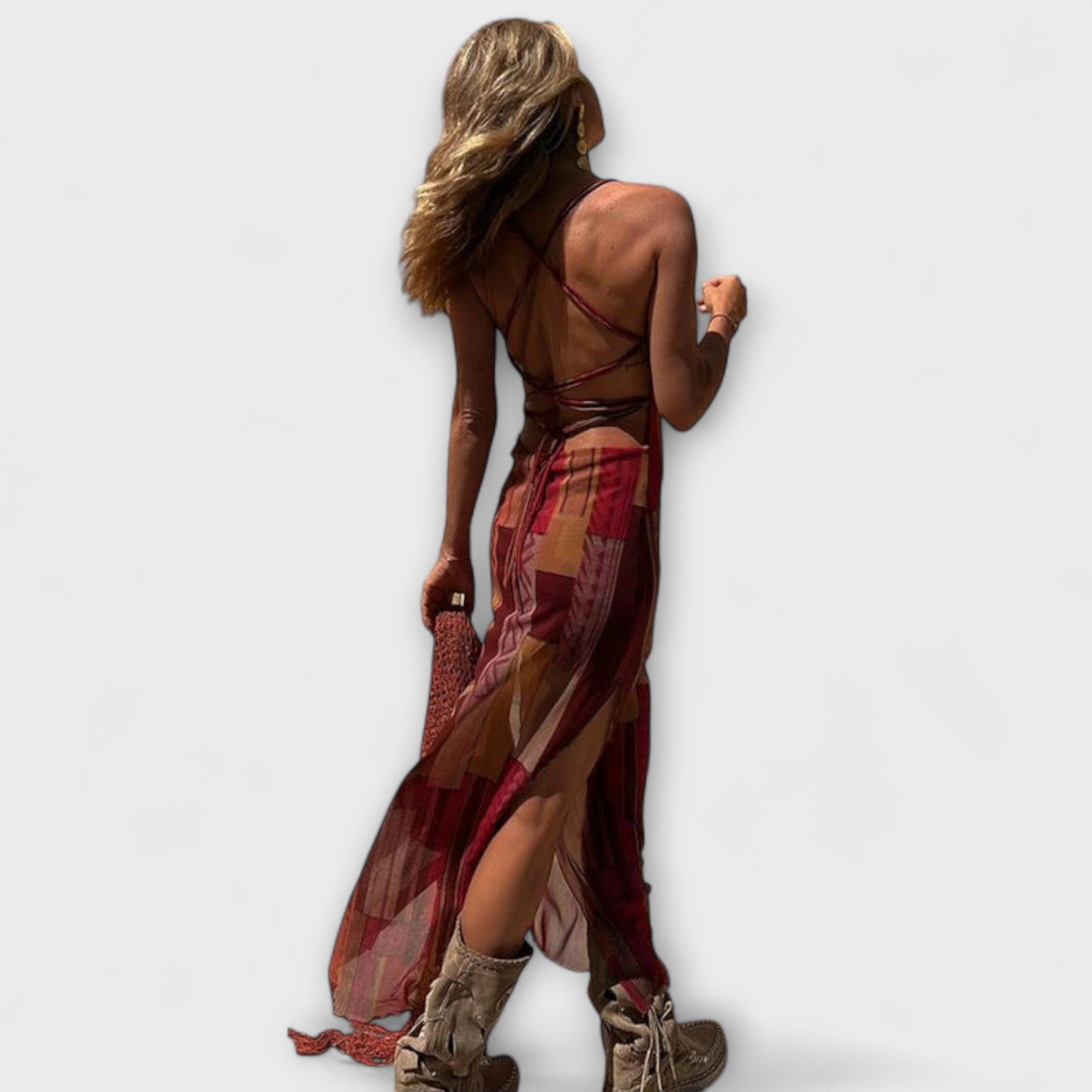 Fee - Unique Midi Dress with Shawl Collar