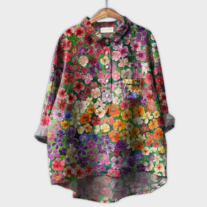 Magdalena - Handmade Women's Blouse with Floral Pattern