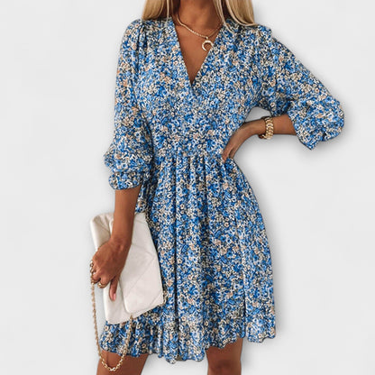 Floral Dress with Puff Sleeves for Women