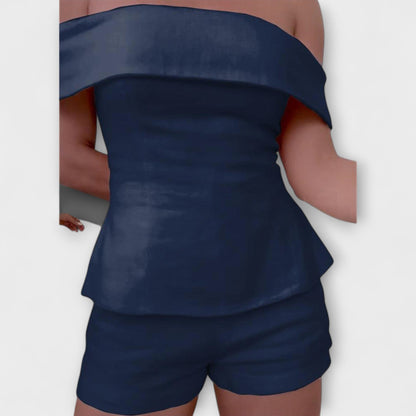 Olivia - White Cotton-Linen Two-Piece Set