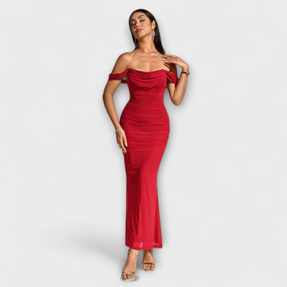 Ione - Off-Shoulder Ruffled Bodycon Dress