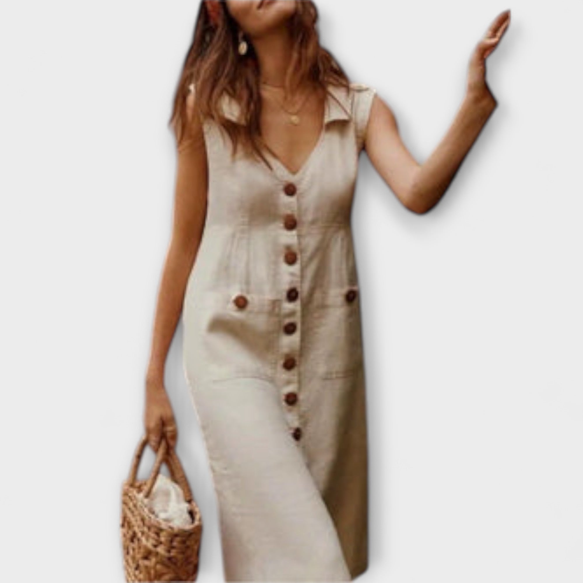 Nora – A-Line Dress Made of Cotton-Linen with Notched Collar