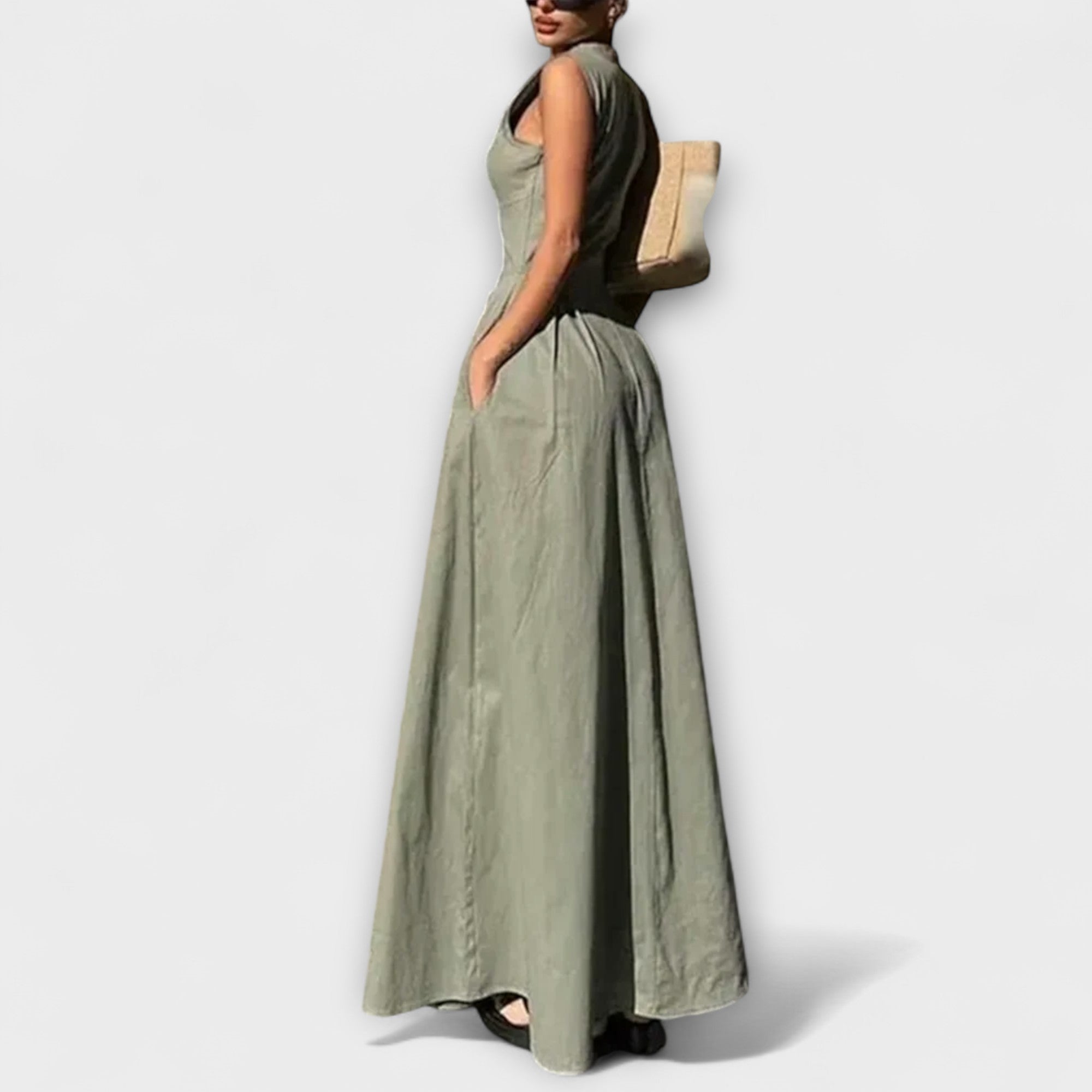 Sleeveless Pleated Bodycon Midi Dress