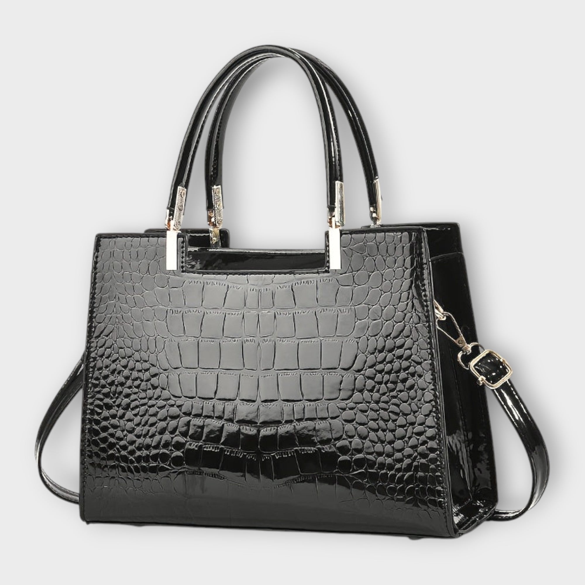 Aurellia. - Glossy Crocodile Leather Pattern Handbag