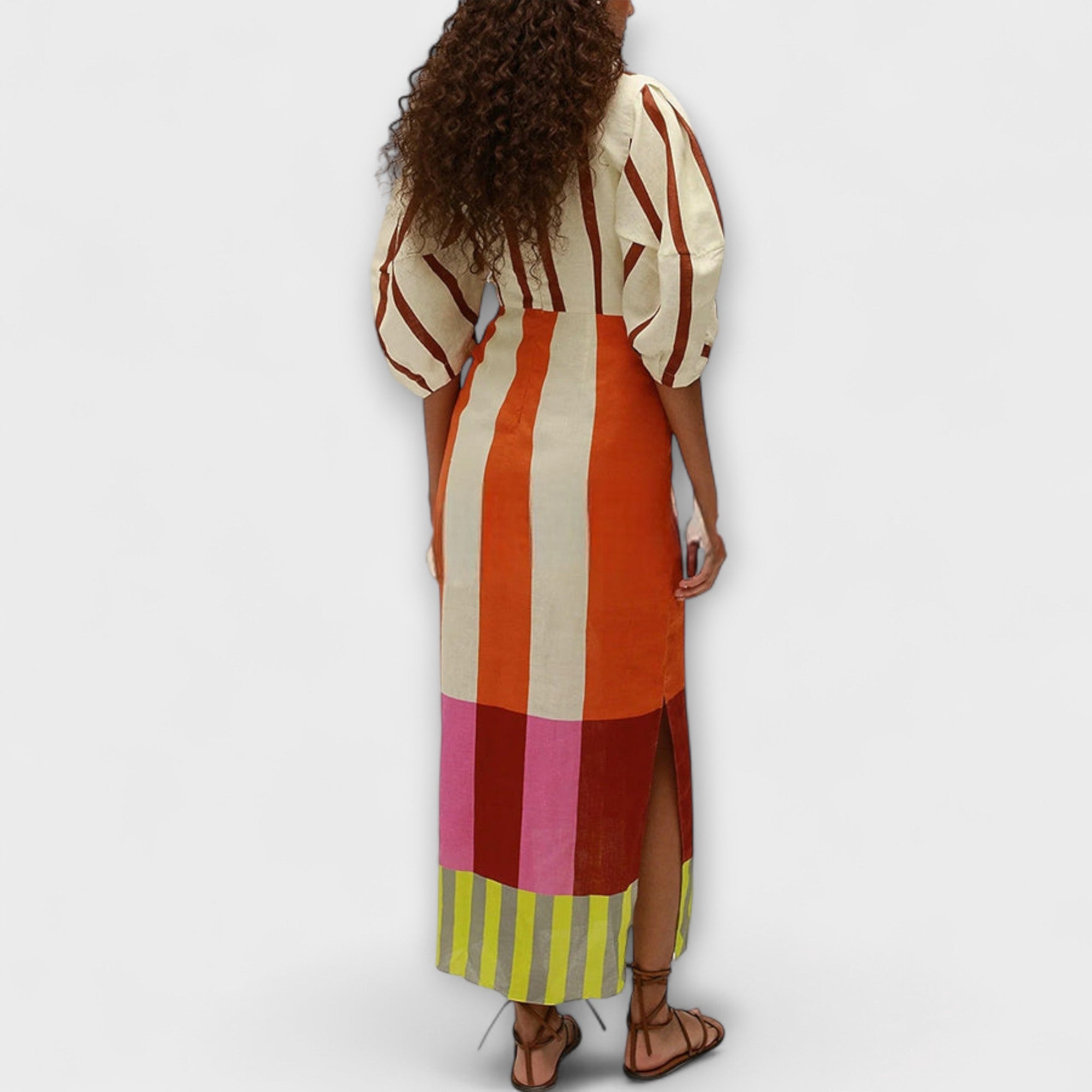 Kaya - Maxi Dress with Front Cutout and Puff Sleeves