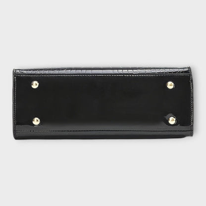 Aurellia. - Glossy Crocodile Leather Pattern Handbag