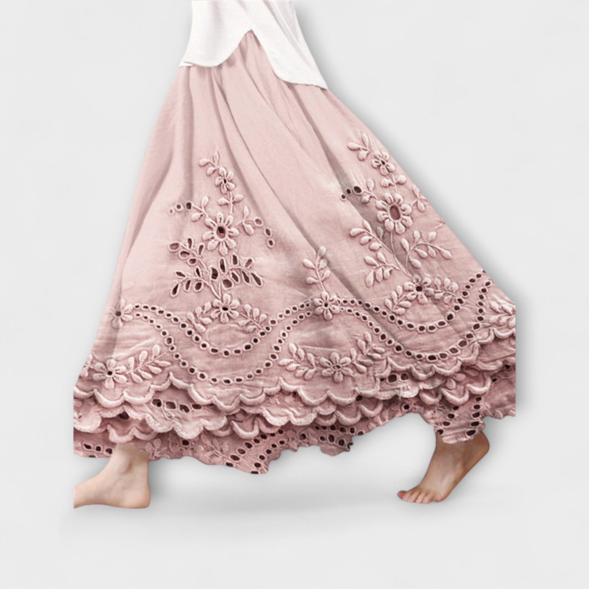 Luna – Boho Maxi Skirt with Embroidery